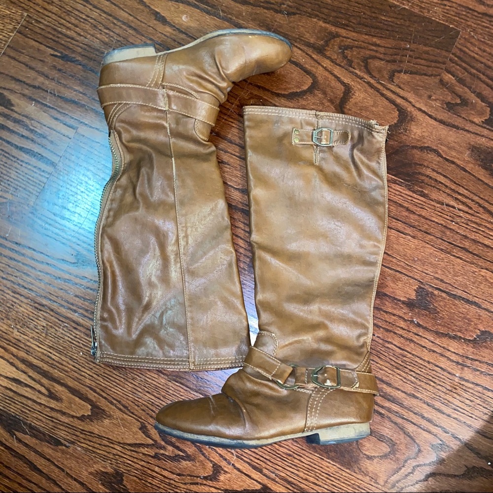 Brown leather riding boots